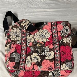 Vera Bradley Pink and Brown Floral Laptop Bag